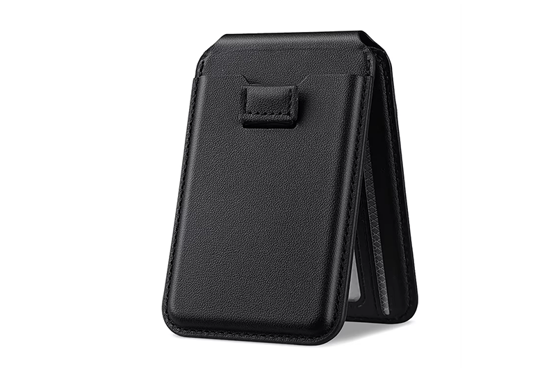 5-Card Magnetic Leather Phone Card Holder with RFID Blocking and Folding Kickstand (Support OEM/ODM)